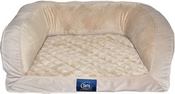 Serta Quilted Orthopedic Bolster Dog Bed with Removable Cover, Tan, Petite