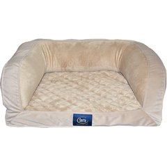 Serta Quilted Orthopedic Bolster Dog Bed with Removable Cover, Tan, Petite