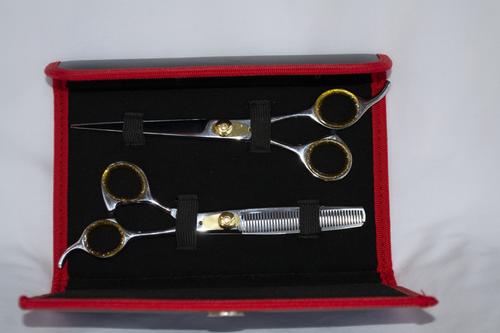 Show full view: Sharf Gold Touch 7.5" Straight & 6.5" Thinning Scissors Pet Grooming Shear Kit slide 7 of 7