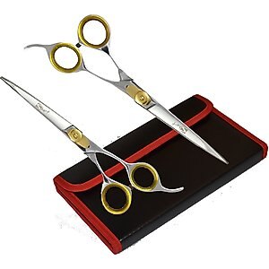 Sharf Gold Touch 7.5" Straight & 7.5" Curved Scissors Pet Grooming Shear Kit