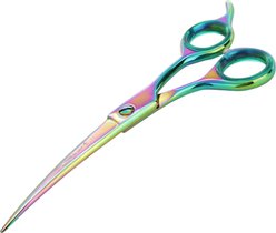 Sharf Gold Touch Rainbow Curved Pet Grooming Shear, 6.5-in