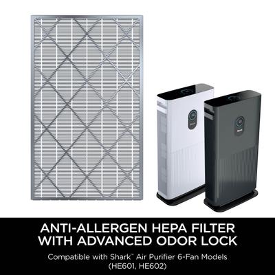 Show full view: Shark Air Purifier 6-Fan Anti-Allergen NANOSEAL Filter with true HEPA & Advanced Odor Lock, Gray Frame slide 2 of 4