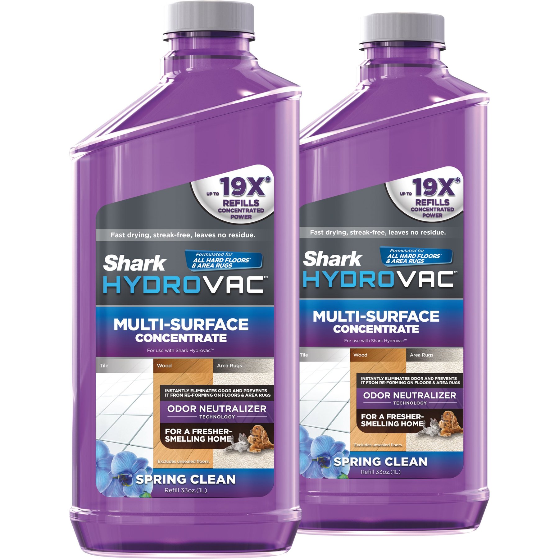 Shark HydroVac Multi-Surface Concentrate Cleaner, Spring Clean Scent, 2 count