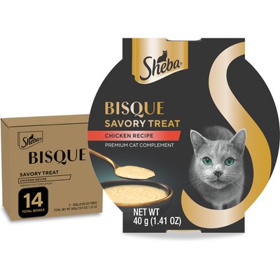 Sheba Sheba Bisque Chicken Recipe Grain-Free Lickable Cat Treats & Food Topper, 1.4-oz tray, case of 14