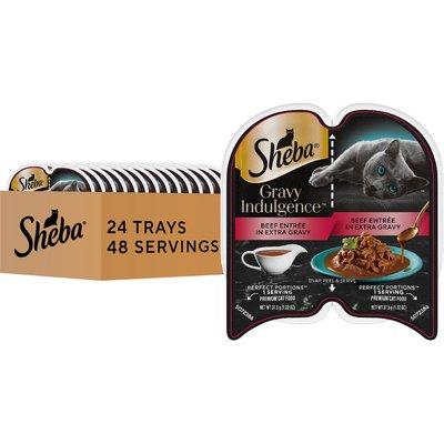Sheba Sheba Gravy Indulgence Beef Entree in Extra Gravy Grain-Free Adult Wet Cat Food Trays, 2.6-oz tray, case of 24