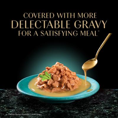 Show full view: Sheba Gravy Indulgence Chicken & Beef in Extra Gravy Variety Pack Grain-Free Adult Wet Cat Food, 2.6-oz tray, case of 24 slide 4 of 11