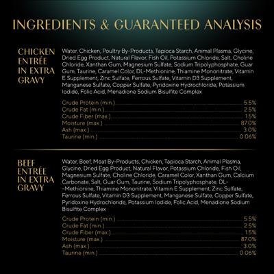 Show full view: Sheba Gravy Indulgence Chicken & Beef in Extra Gravy Variety Pack Grain-Free Adult Wet Cat Food, 2.6-oz tray, case of 24 slide 7 of 11
