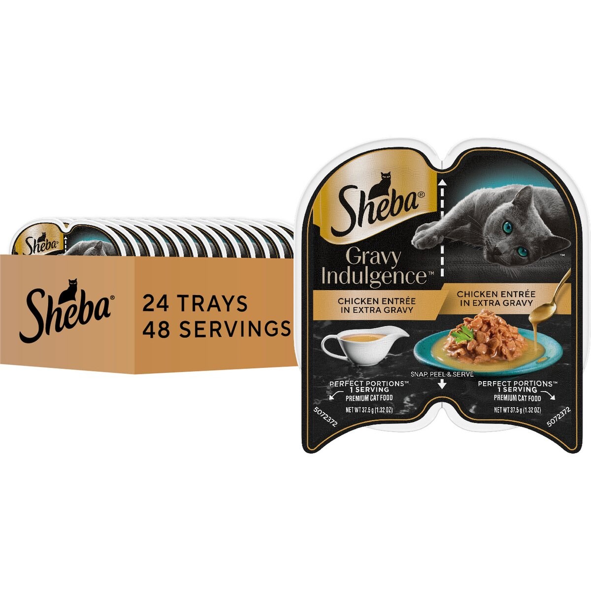 Sheba Gravy Indulgence Chicken Entree in Extra Gravy Grain-Free Adult Wet Cat Food Trays, 2.6-oz tray, case of 24