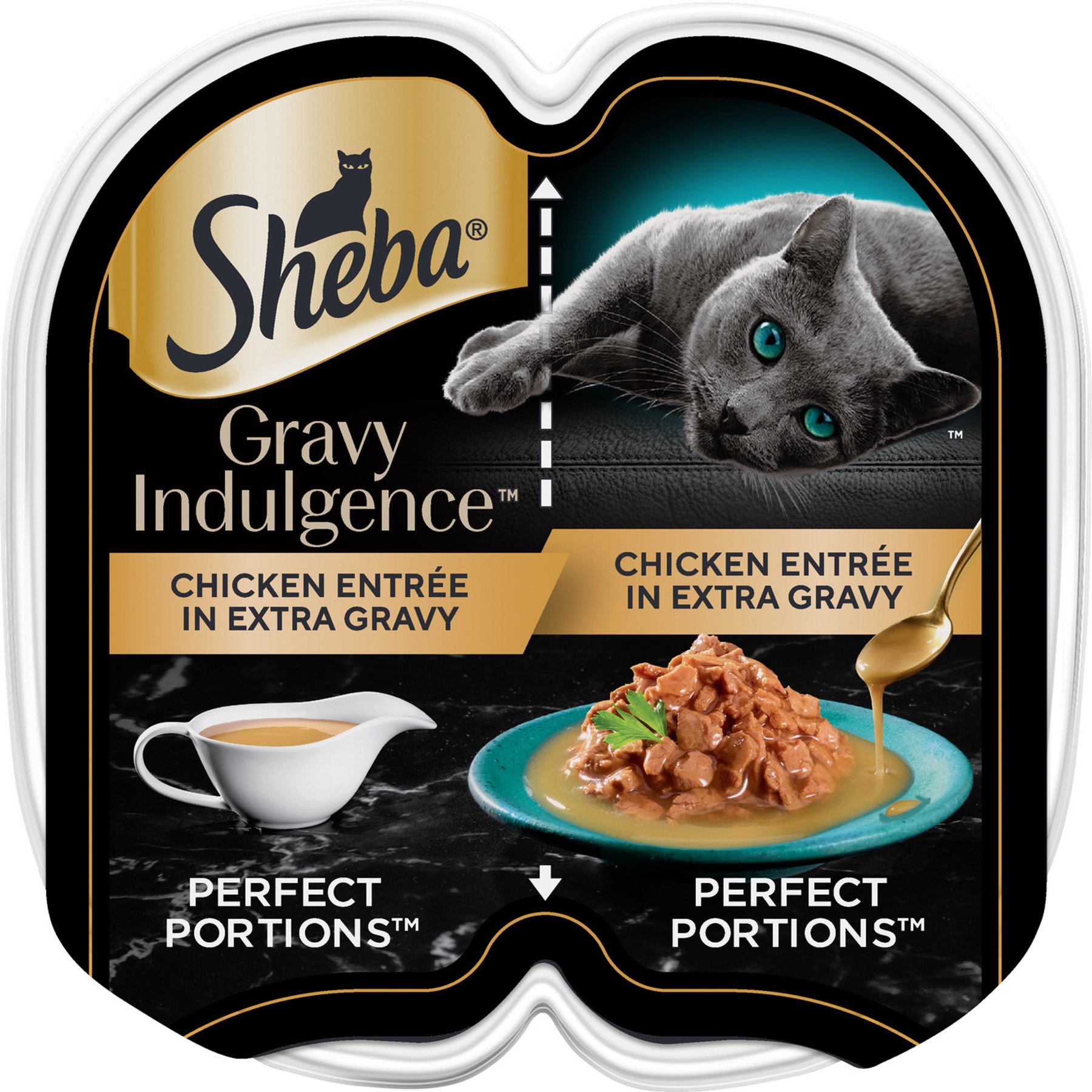 Sheba Gravy Indulgence Chicken Entree in Extra Gravy Grain-Free Adult Wet Cat Food Trays, 2.6-oz tray, case of 4