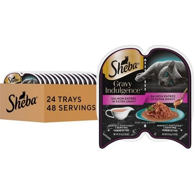 Sheba Sheba Gravy Indulgence Salmon Entree in Extra Gravy Grain-Free Adult Wet Cat Food Trays, 2.6-oz tray, case of 24