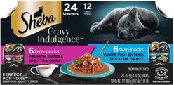 Sheba Gravy Indulgence Salmon & White Fish in Gravy Variety Pack Grain-Free Adult Wet Cat Food, 2.64-oz can, case of 12