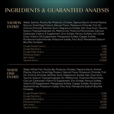 Show full view: Sheba Gravy Indulgence Salmon & White Fish in Gravy Variety Pack Grain-Free Adult Wet Cat Food, 2.6-oz tray, case of 24 slide 7 of 11