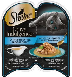 Sheba Gravy Indulgence White Fish Entree in Extra Gravy Grain-Free Adult Wet Cat Food, 2.64-oz can, case of 24