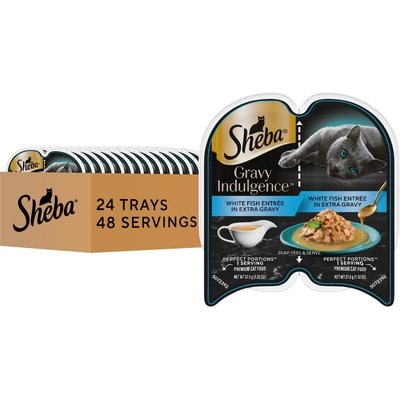 Sheba Sheba Gravy Indulgence White Fish Entree in Extra Gravy Grain-Free Adult Wet Cat Food Trays, 2.6-oz tray, case of 24