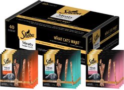 Sheba Meaty Sticks Variety Pack Chicken, Salmon & Tuna Flavor Soft Adult Cat Treats, 40 count