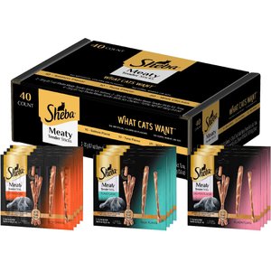 Sheba Meaty Sticks Variety Pack Chicken, Salmon & Tuna Flavor Soft Adult Cat Treats, 40 count