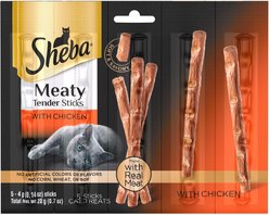 Sheba Meaty Tender Sticks Chicken Flavor Soft Adult Cat Treats, 20 count