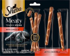 Sheba Meaty Tender Sticks Chicken Flavor Soft Adult Cat Treats, 5 count