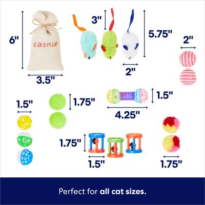 Show full view: Sheba Meaty Tender Sticks Salmon Flavored Cat Treats, 5 count + Frisco Plush, Teaser, Ball & Tunnel Variety Pack Cat Toy with Catnip, 25 count slide 9 of 9
