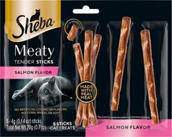 Sheba Meaty Tender Sticks Salmon Flavored Soft Adult Cat Treats, 5 count