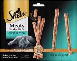 Sheba Meaty Tender Sticks Tuna Flavored Cat Treats, 5 count + Frisco Refillable Catnip Cat Toy, Brown Squirrel slide 2 of 9