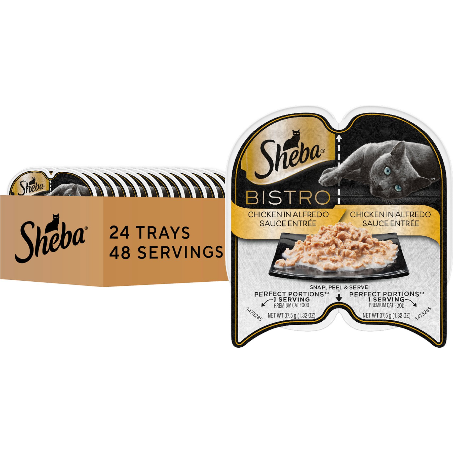 Sheba Perfect Portions Bistro Chicken in Alfredo Sauce Adult Wet Cat Food Trays, 2.6-oz tray, case of 24