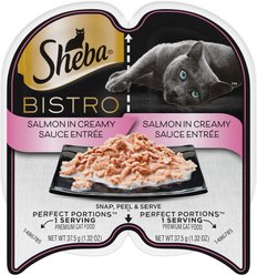 Sheba Perfect Portions Bistro Salmon in Creamy Sauce Adult Wet Cat Food, 2.64-oz tray, case of 24