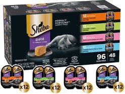 Sheba Perfect Portions Chicken, Turkey, Tuna & Salmon Variety Pack Grain-Free Pate Wet Cat Food, 1.32-oz tray, case of 48 twin-packs