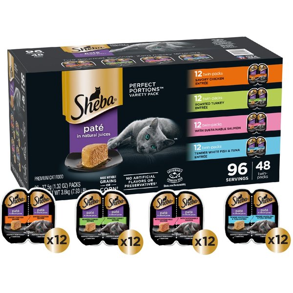 Friskies Stuf'd & Sauc'd Chicken, Tuna, Turkey, Salmon & Shrimp Variety Pack Canned Cat Food, 5.5-oz can, case of 32