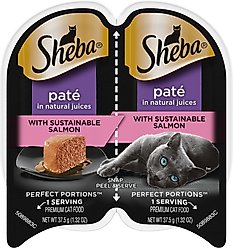 Sheba Perfect Portions Grain-Free Pate Delicate Salmon Entree Adult Wet Cat Food Trays, 2.6-oz, case of 24