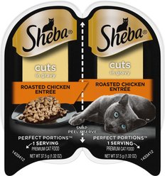Sheba Perfect Portions Grain-Free Roasted Chicken Cuts in Gravy Entree Adult Wet Cat Food Trays, 2.6-oz, case of 24