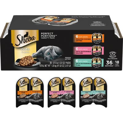 Sheba Sheba Multipack Chicken, Salmon & Tuna Cat Food, 2.6-oz, 18 twin-packs