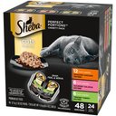 Sheba Perfect Portions Grain-Free Roasted Chicken, Gourmet Salmon & Tender Turkey Cuts in Gravy Variety Pack Adult Wet Cat Food Trays, 1.3-oz, case of 48 twinpacks