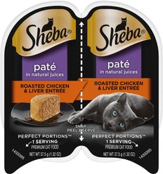 Sheba Perfect Portions Grain-Free Roasted Chicken & Liver Pate Entree Adult Wet Cat Food Trays, 2.6-oz, case of 24
