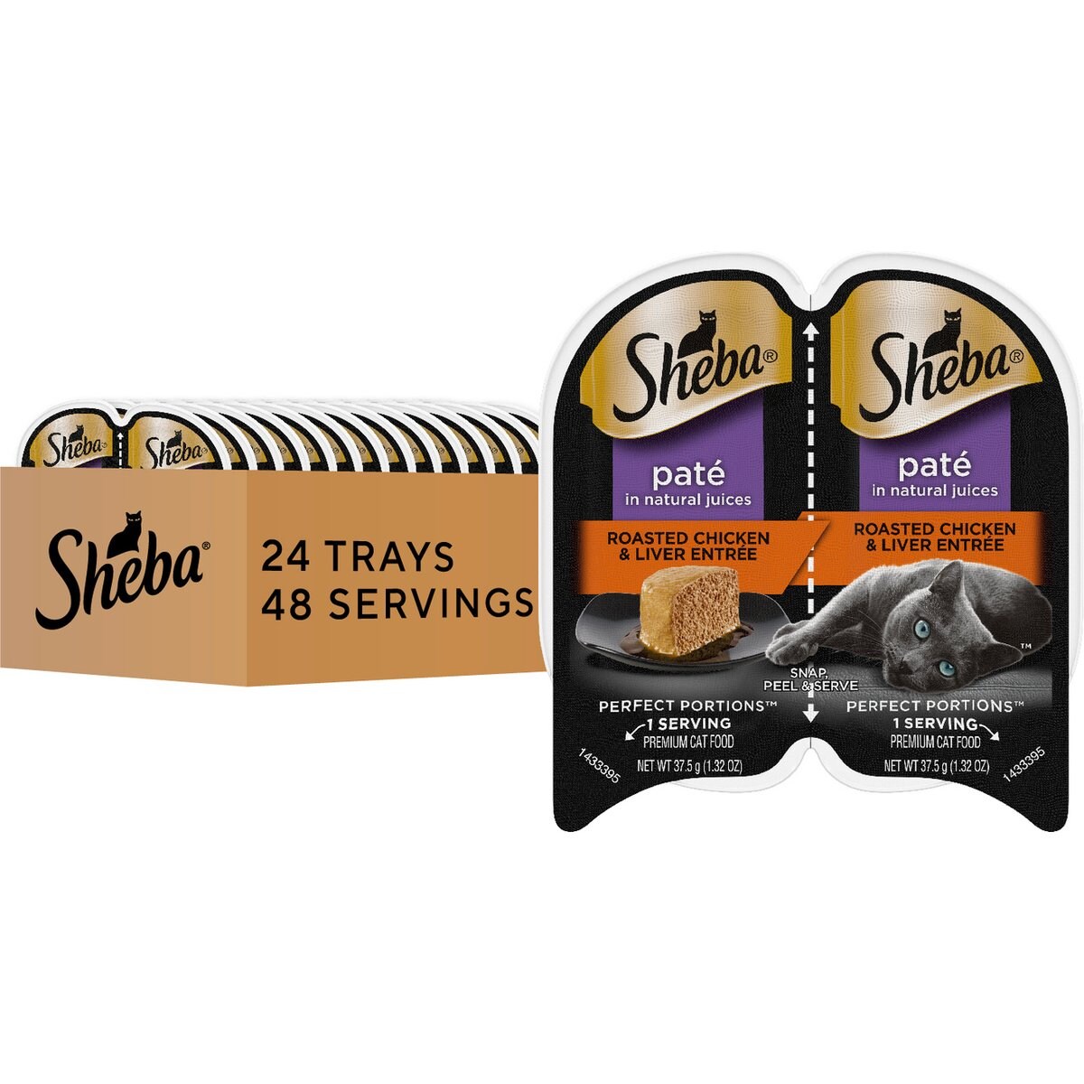 Sheba Perfect Portions Chicken & Liver Cat Food Trays, 3-oz, 24 ct