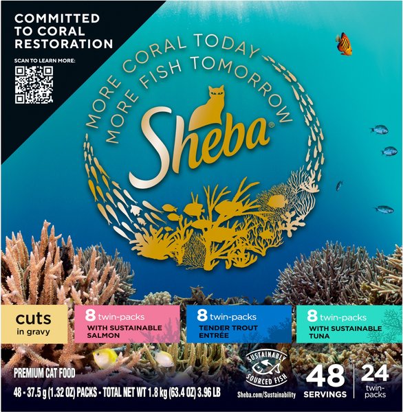 Sheba Perfect Portions Grain-Free Salmon, Trout, & Tuna Entree Variety Pack Cuts in Gravy Wet Cat Food
