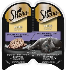 Sheba Perfect Portions Grain-Free Savory Mixed Grill Cuts in Gravy Entree Adult Wet Cat Food Trays, 2.6-oz, case of 24 slide 1 of 8