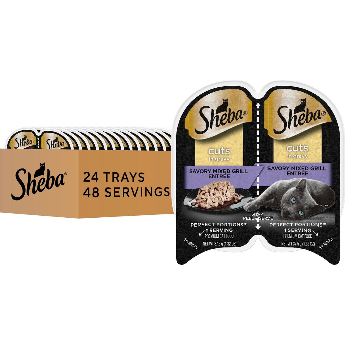 Sheba Perfect Portions Mixed Grill Cuts Cat Food Trays, 2.6-oz, 24 ct