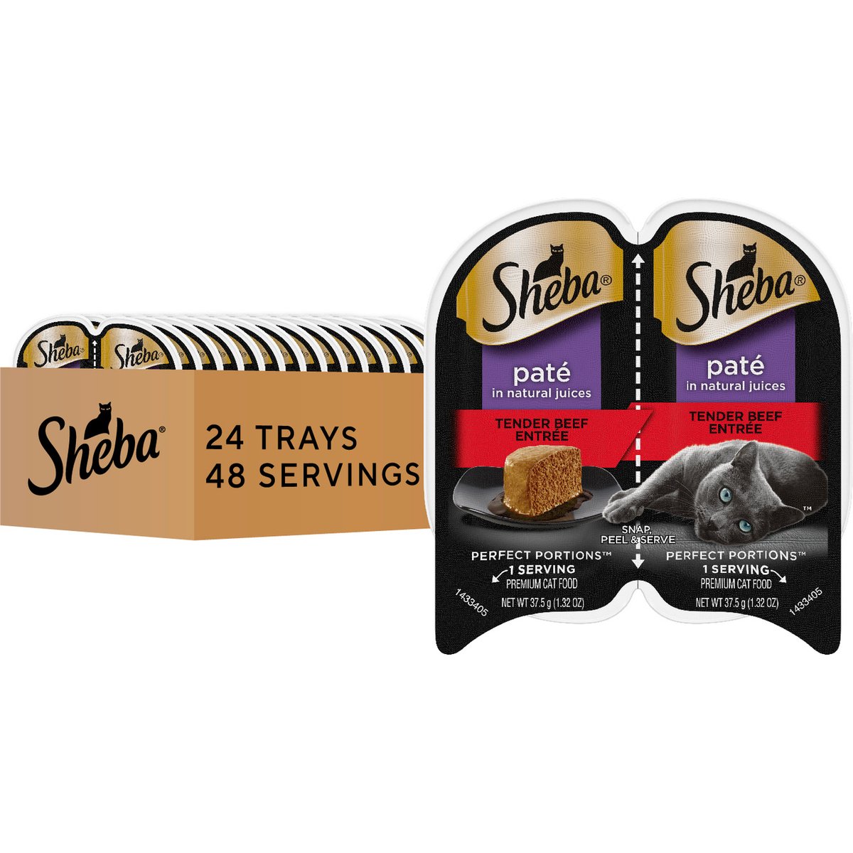 Sheba Perfect Portions Grain-Free Beef Cat Food Trays, 3-oz, 24 ct