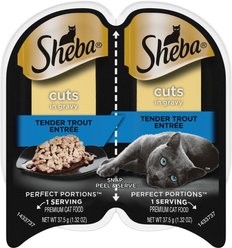 Sheba Perfect Portions Grain-Free Tender Trout Cuts in Gravy Entree Wet Adult Cat Food Trays, 2.6-oz, case of 24