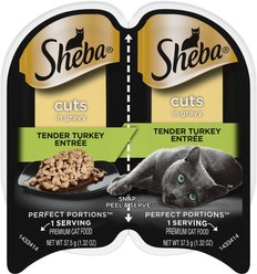 Sheba Perfect Portions Grain-Free Tender Turkey Cuts in Gravy Entree Adult Wet Cat Food Trays, 2.6-oz, case of 24
