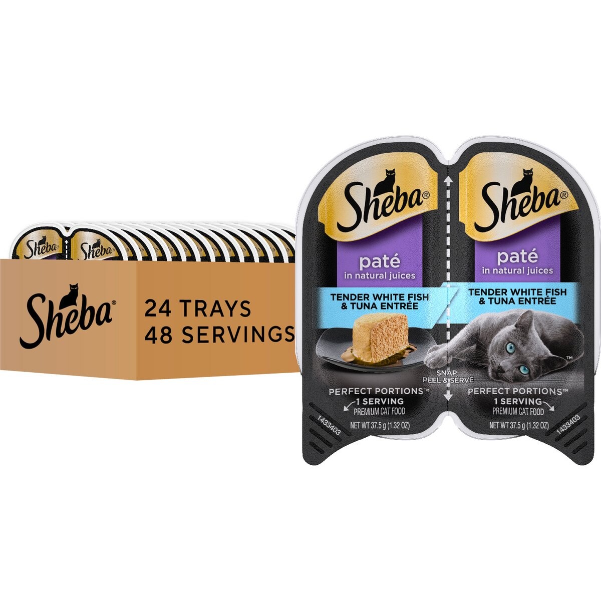 Sheba Perfect Portions Whitefish & Tuna Cat Food Trays, 3-oz, 24 ct