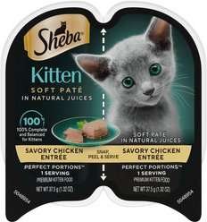 Sheba Perfect Portions Kitten Chicken Pate Wet Cat Food, 2.6-oz twin-pack tray, case of 24