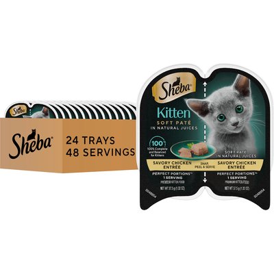 Sheba Sheba Perfect Portions Kitten Chicken Soft Pate Wet Cat Food Trays, 2.6-oz, case of 24