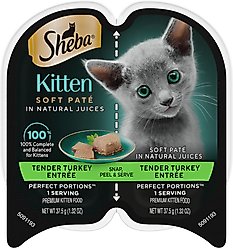 Sheba Perfect Portions Kitten Turkey Entree Pate Wet Cat Food, 2.6-oz twin-pack tray, case of 24