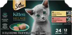 Sheba Perfect Portions Kitten Variety Pack Chicken Pate & Pate Salmon Wet Cat Food, 2.6-oz twin-pack tray, case of 12