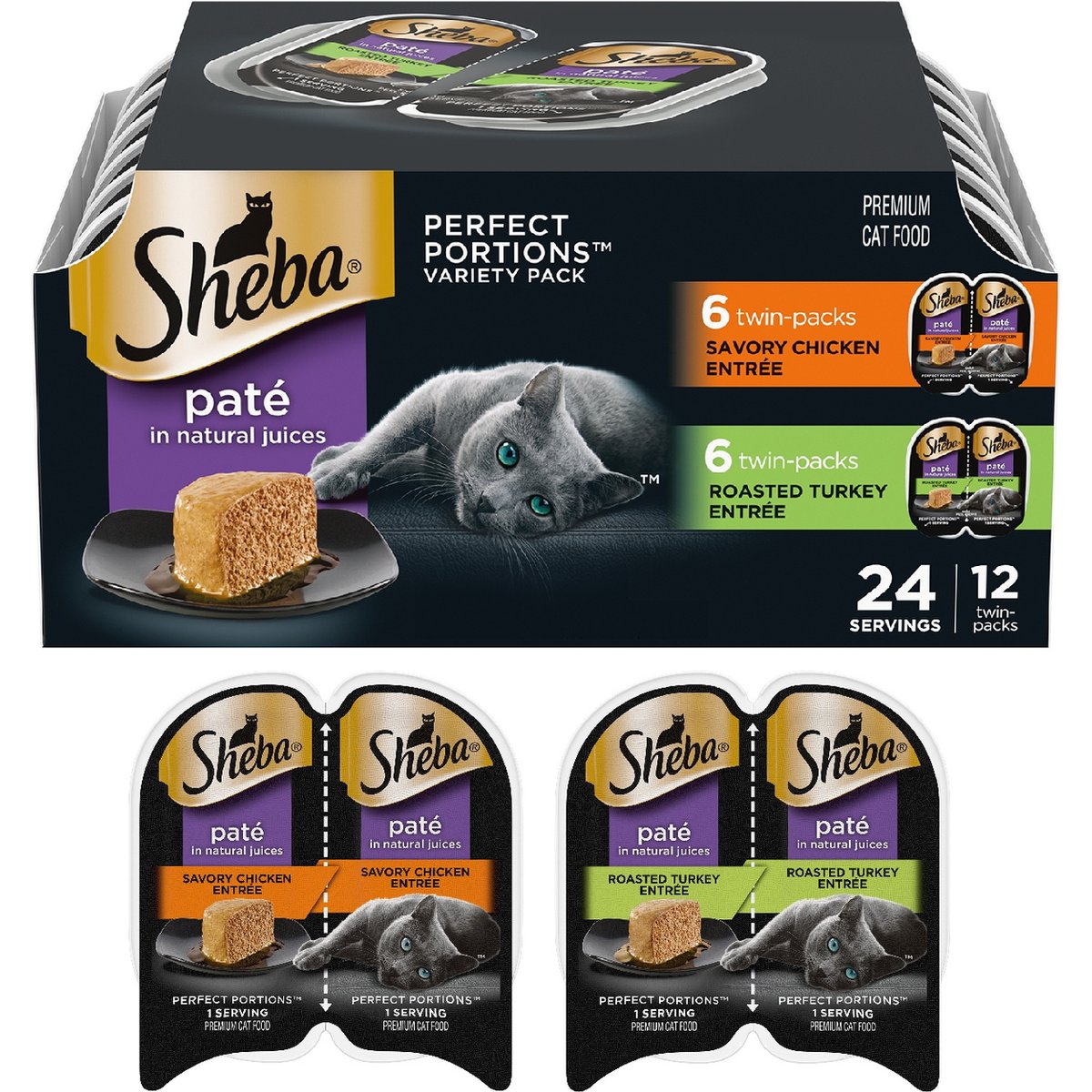 Sheba Perfect Portions Multipack Poultry Cat Food, 1.32-oz, 24 ct