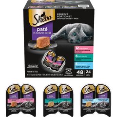 Sheba Perfect Portions Seafood Pate Variety Pack Grain-Free Adult Wet Cat Food Trays, 2.6-oz, case of 24