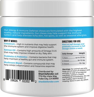 Show full view: Shed Defender Allergy & Immune System Defense Soft Chew Dog Supplement, 90 count slide 3 of 8