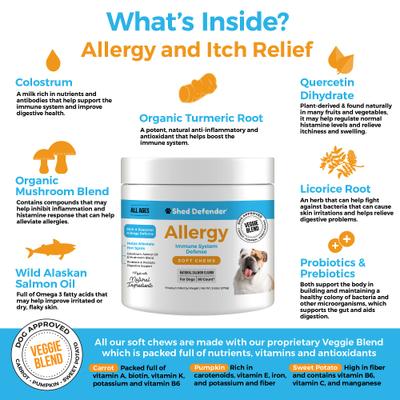 Show full view: Shed Defender Allergy & Immune System Defense Soft Chew Dog Supplement, 90 count slide 6 of 8